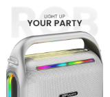 HiFuture MusicBox200 Silver, 100W Output, Karaoke Enable, Two Wireless Microphone, 12000mAh Battery (Support Power Bank), RGB Lighting, Pair to Play (TWS Mode), Bluetooth 5.3