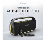HiFuture MusicBox300 Black, 150W Output, Karaoke Enable, Two Wireless Microphone, 18000mAh Battery (Support Power Bank), RGB Lighting, Pair to Play (TWS Mode), Bluetooth 5.3