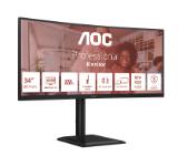 AOC CU34E4CV, 34" Curved 1500R VA WLED, 3440x1440@120Hz, 4ms GtG, 350cd m/2, 3500:1, 20M:1 DCR, Adaptive Sync, FlickerFree, Anti Blue Mode, 5Wx2, Tilt, Height Adjust, Swivel, 2xHDMI, DP, USB hub, RJ45