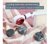 Beurer MG 44 infrared massager; Soothing vibration massage; Rotating massage head and 3-way adjustable handle; Infrared heat; 3 function levels; 4 interchangeable massage attachments