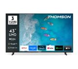 Thomson 43" UHD Google TV; 3840 x 2160 (4K UHD), DLED, 60 Hz, Dolby Audio, Google Cast, DVB-T/T2/C/S/S2, HDR10,  Wi-Fi, Bluetooth, LAN, HDMI 3 (2.1), USB 2 (2.0), AV IN, Hotel mode, Side Feet, Black