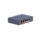 HikVision 4 Port Fast Ethernet Unmanaged POE Switch, 4 x 10/100 Mbps PoE port, 1 x 10/100 Mbps RJ45 port, Total PoE Power Budget 45W, Up to 300 m Long Range PoE Transmission, 6 KV Surge Protection