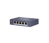 HikVision 4 Port Gigabit Unmanaged POE Switch, 3 x Gigabit PoE port, 1 x Gigabit Hi-PoE port and 1 x Gigabit RJ45 port, Total PoE Power Budget 60W, Up to 300 m Long Range PoE Transmission, 6 KV Surge Protection
