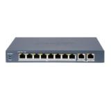 HikVision 8 Port Fast Ethernet Unmanaged POE Switch, 8 x 10/100 Mbps PoE port, and 2 x Gigabit RJ45 port, Total PoE Power Budget 80W, Up to 300 m Long Range PoE Transmission, 6 KV Surge Protection