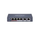 HikVision 4 Port Fast Ethernet Smart POE Switch, 4 x 100 Mbps PoE RJ45 ports, 2 x 100 Mbps network RJ45 ports, Total PoE Power Budget 60W, Up to 300 m Long Range PoE Transmission, 6 KV Surge Protection