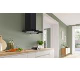 Bosch DWB67DN60, SER6, Chimney hood 60cm A++, EcoSilenceDrive, max 399(699)m3/h, 56(68)dB, 3+1 speeds, touch control, CoP A, Grease eff. 87,4%(B), Box design, HC, Color temp. adjust, Matt black