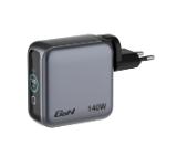 Verbatim Mini GaN Charger 140W with Display + 140W USB-C to USB-C Cable (Charger and Data transfer) Grey