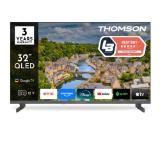 Thomson FHD TV 32"; Google TV; 1920 x 1080 (FHD), QLED, 60 Hz, HDR10, Dolby Audio, DVB-T/T2/C/S/S2, Wi-Fi, Bluetooth, LAN, HDMI 3 (1.4), USB 2 (2.0), S/PDIF 1x optical, AV IN,  12 Volt adapter included (12V/4A), Hotel mode, Adjustable Side Feet, Grey