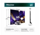 Hisense 65"U7S Pro, 4K Ultra HD 3840x2160, ULED, FALD, Quantum Dot, 165Hz, IPS, HDR 10+, HLG, Dolby Vision IQ, Dolby Atmos, Smart TV, WiFi 5GHz, WiFi Direct, BT, Anyview Cast,light sensor,Solar Powered Remote, 4xHDMI, 2xUSB, LAN, CI+, DVB-T2/C/S2, Black