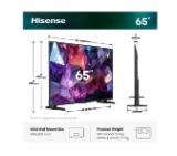 Hisense 65" E7S Pro, 4K Ultra HD 3840x2160, QLED, Quantum Dot, 144Hz, HDR 10+ adaptive, HLG, Dolby Vision, DTS Virtual X, Smart TV, WiFi 5GHz, WiFi Direct, BT, Anyview Cast, 4xHDMI, 2xUSB, LAN, CI+, DVB-T2/C/S2, Black