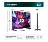 Hisense 50" E7S Pro, 4K Ultra HD 3840x2160, QLED, Quantum Dot, 144Hz, HDR 10+ adaptive, HLG, Dolby Vision, DTS Virtual X, Smart TV, WiFi 5GHz, WiFi Direct, BT, Anyview Cast, 4xHDMI, 2xUSB, LAN, CI+, DVB-T2/C/S2, Black