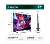 Hisense 43" E7S Pro, 4K Ultra HD 3840x2160, QLED, Quantum Dot, 144Hz, HDR 10+ adaptive, HLG, Dolby Vision, DTS Virtual X, Smart TV, WiFi 5GHz, WiFi Direct, BT, Anyview Cast, 3xHDMI, 2xUSB, LAN, CI+, DVB-T2/C/S2, Black