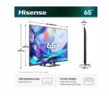Hisense 65" A7S, 4K Ultra HD 3840x2160, QLED, HDR 10+, HLG, Dolby Vision, Dolby Atmos, Smart TV, Light Sensor, WiFi Direct, BT, Anyview Cast, 3xHDMI, 2xUSB, LAN, CI+, DVB-T2/C/S2, Black