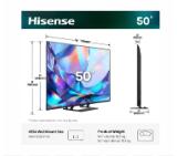 Hisense 50" A7S, 4K Ultra HD 3840x2160, QLED, FALD, Quantum Dot, HDR 10+, HLG, Dolby Vision, Dolby Atmos, Smart TV, WiFi 5GHz, WiFi Direct, BT, Anyview Cast, 3xHDMI, 2xUSB, LAN, CI+, DVB-T2/C/S2, Black