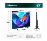 Hisense 43" A6S, 4K Ultra HD 3840x2160, DLED, DFA, Precision Colour, HDR 10+, HLG, Dolby Vision,Light sensor, Smart TV, WiFi, BT, AnyView Cast, Gaming Mode, 1xHDMI2 eArc, 3xHDMI, 2xUSB, LAN, CI+, DVB-T2/C/S2, Black
