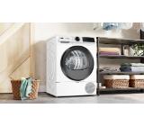 Bosch WQJ24201BY, SER6, Tumble dryer with heat pump 9kg D / C cond., 62dB EasyClean, drain set, black-blackgrey door, HC, Inclined direct touch display