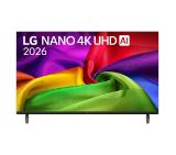 LG 43NU800B3LC 43" 4K HDR UHD, 3840x2160, DVB-T2/C/S2, AI Alpha 7, HDR 10, webOS 26, ThinQ AI, VRR, ALLM, HGiG, WiFi, Clear Voice, 4K Super Upscaling, Bluetooth 5.3, Hdmi e-ARC , CI, LAN, AirPlay2, AI Sound Pro, Google Cast, 2 Pole stand, Black