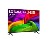 LG 50NU800B3LC, 50" 4K HDR UHD, 3840x2160, DVB-T2/C/S2, AI Alpha 7, HDR 10, webOS 26, ThinQ AI, VRR, ALLM, HGiG, WiFi, Clear Voice, 4K Super Upscaling, Bluetooth 5.3, Hdmi e-ARC , CI, LAN, AirPlay2, AI Sound Pro, Google Cast, 2 Pole stand, Black