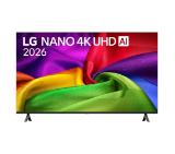 LG 55NU800B3LA, 55" 4K HDR UHD, 3840x2160, DVB-T2/C/S2, AI Alpha 7, HDR 10, webOS 26, ThinQ AI, VRR, ALLM, HGiG, WiFi, Clear Voice, 4K Super Upscaling, Bluetooth 5.3, Hdmi e-ARC, CI, LAN, AirPlay2, AI Sound Pro, Google Cast, 2 Pole stand, Black