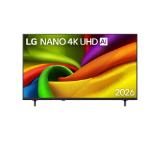 LG 55NU8E0B3LA, 55" 4K HDR UHD, 3840x2160, DVB-T2/C/S2, AI Alpha 7, HDR 10, webOS 26, ThinQ AI, VRR, ALLM, HGiG, WiFi, Clear Voice, 4K Super Upscaling, Bluetooth 5.3, Hdmi e-ARC , CI, LAN, AirPlay2, AI Sound Pro, Google Cast, 2 Pole stand, Black