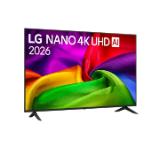 LG 65NU800B3LA, 65" 4K HDR UHD, 3840x2160, DVB-T2/C/S2, AI Alpha 7, HDR 10, webOS 26, ThinQ AI, VRR, ALLM, HGiG, WiFi, Clear Voice, 4K Super Upscaling, Bluetooth 5.3, Hdmi e-ARC , CI, LAN, AirPlay2, AI Sound Pro, Google Cast, 2 Pole stand, Black
