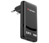 Verbatim Fold 'n' Go GaN Charger 65W EU plug Black