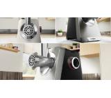 Bosch MFWS820M, SER8, Meat mincer, Blocking power: 2500W, 4,5 kg/min, 10-year motor, dishwasher safe, kebbe att., sausage att., silver black