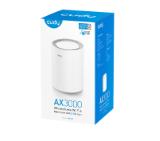 Cudy M3000 (1-Pack) AX3000 Wi-Fi 6 Mesh 2.5G Solution Dual-Band 2402Mbps at 5GHz + 574Mbps at 2.4GHz