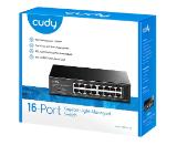 Cudy GS1016E 16-Port Gigabit Light Managed Switch, 16 Gigabit RJ45 Ports, Rack-mountable Steel Case