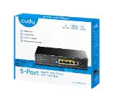 Cudy GS1005PTS1 5-Port Gigabit PoE+ Switch with 1 SFP Port 120W5-Port 10/100/1000M PoE+ Switch 120W, 4-Port 10/100/1000M PoE+ ports, Fanless, 120W Internal Power Supply