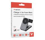 Verbatim Foldable 3-in-1 Qi2 Magnetic Wireless Power Bank 10000 mAh Grey