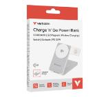 Verbatim Foldable 3-in-1 Qi2 Magnetic Wireless Power Bank 10000 mAh White