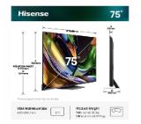 Hisense 75" UR8S, 4K Ultra HD 3840x2160, RGB Mini Led , DLED, Quantum Dot, 180Hz, IPS, HDR 10+, HLG, Dolby Vision IQ, Dolby Atmos, Smart TV,Light Sensor,WiFi 6eGHz, WiFi Direct, BT,2x10 W + 20 W + 2x5 W, Anyview Cast, 4xHDMI, 2xUSB, LAN, CI+, DVB-T2/C/S2