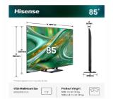 Hisense 85" E8S, 4K Ultra HD 3840x2160, ULED, Quantum Dot,144 Hz, HDR 10+, HLG, Dolby Vision, DTS Virtual X, Smart TV, Light Sensor, WiFi Direct, BT, Anyview Cast, 3xHDMI, 2xUSB, LAN, CI+, DVB-T2/C/S2,Singale stand, Black