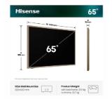 Hisense CanvasTV, 65",QLED 4K Ultra HD 3840x2160, 144hz, 4000:1, 400 nits, 16:9,VIDAA Smart OS,DTS Virtual X,HDR,HDR 10+,Dolby vision IQ, 2x10 W + 2x8 W,4 xHDMI,DVB-T2/T/C/S2/S, Black