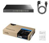 Cudy GS1028ES2 26-Port Gigabit Easy-Managed Switch, 10/100/1000M RJ45 Ports, 2 Gigabit Combo ports, 19 inch Rack-mount Steel Case (Rack-Mount kits included) 802.1Q/MTU/Port Based/Voice VLAN, MAC Management, Cudy Cloud APP