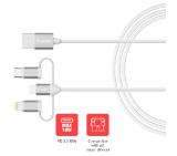 Verbatim Sync & Charge Cable 3-in-1 USB-A to Micro-B/USB-C/Lightning 18W 100cm - White