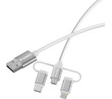 Verbatim Sync & Charge Cable 3-in-1 USB-A to Micro-B/USB-C/Lightning 18W 100cm - White
