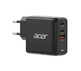 Acer Power Adapter 67W PD GaN Charger, 2 x USB C and 1 x USB A, EU Plug, 100W USB-C cable, Black (Retail Pack)