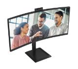 AOC CU34E4CW, 34" Curved 1500R, VA, WLED, 3440x1440@120Hz, 4ms GtG, 1ms MPRT, 350cd m/2, 3500:1, 50M:1 DCR, Adaptive Sync, FlickerFree, Anti-Blue Light, 5Wx2, Webcam 5MP, Tilt, Height Adjust, Swivel, 2xHDMI, DP, USB hub, KVM, RJ45