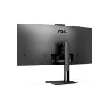 AOC CU34V5CW/BK, 34" Curved 1500R, VA, WLED, 3440x1440@100Hz, 4ms GtG, 1ms MPRT, 300cd m/2, 3000:1, 20M:1 DCR, Adaptive Sync, FreeSync, Low Blue Light, 5Wx2, 2MP Webcam, Tilt, Height Adjust, Swivel, HDMI, DP, USB hub